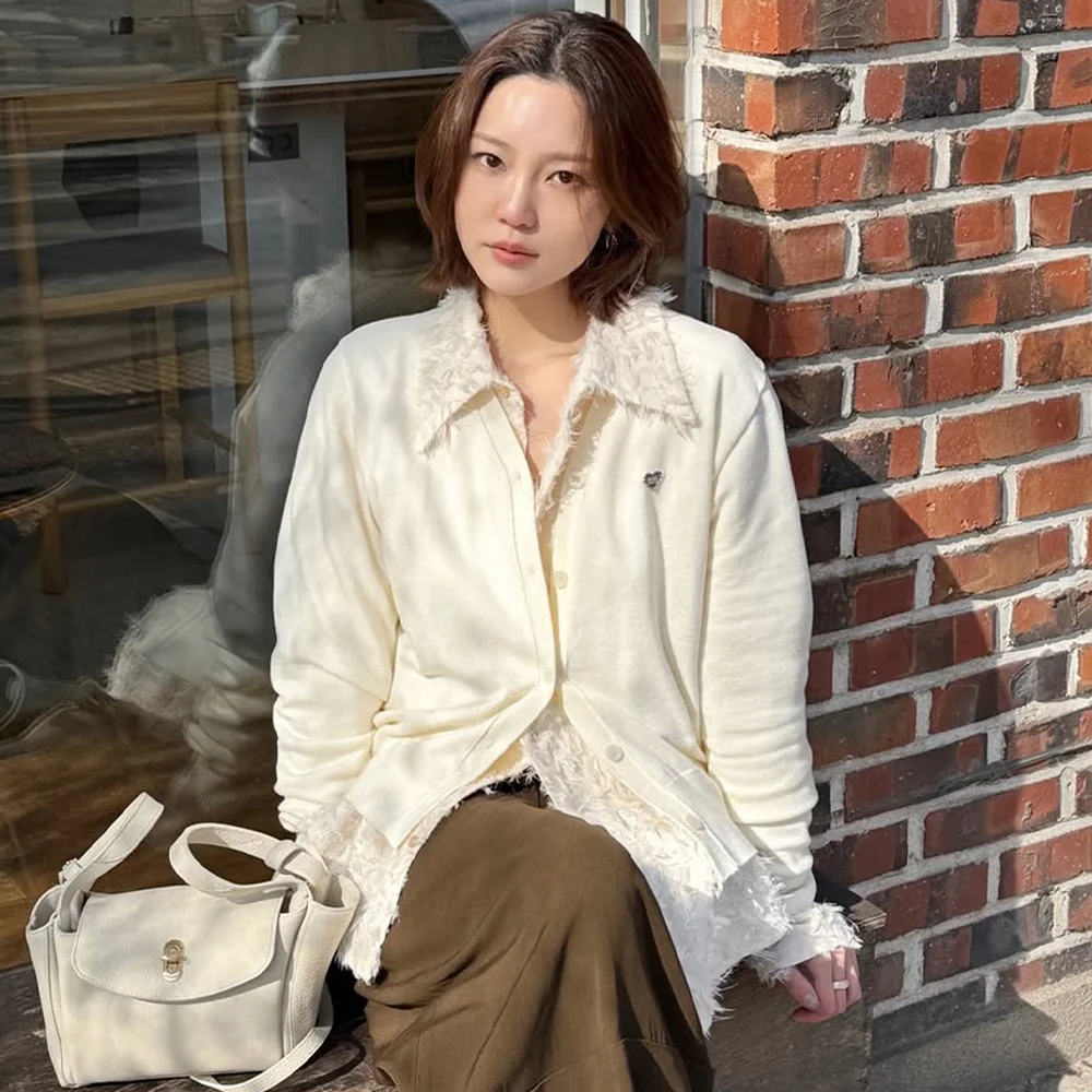 (W) 基本款 必備款 可水洗 V領 開襟外套 IVORY