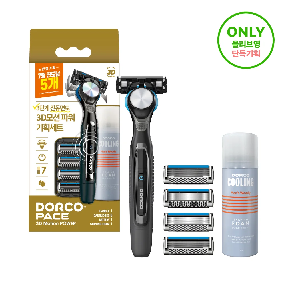DORCO PACE 3D 動感 Power 剃鬚刀 套裝 (Handle+5刀片+剃鬚泡 74ml)