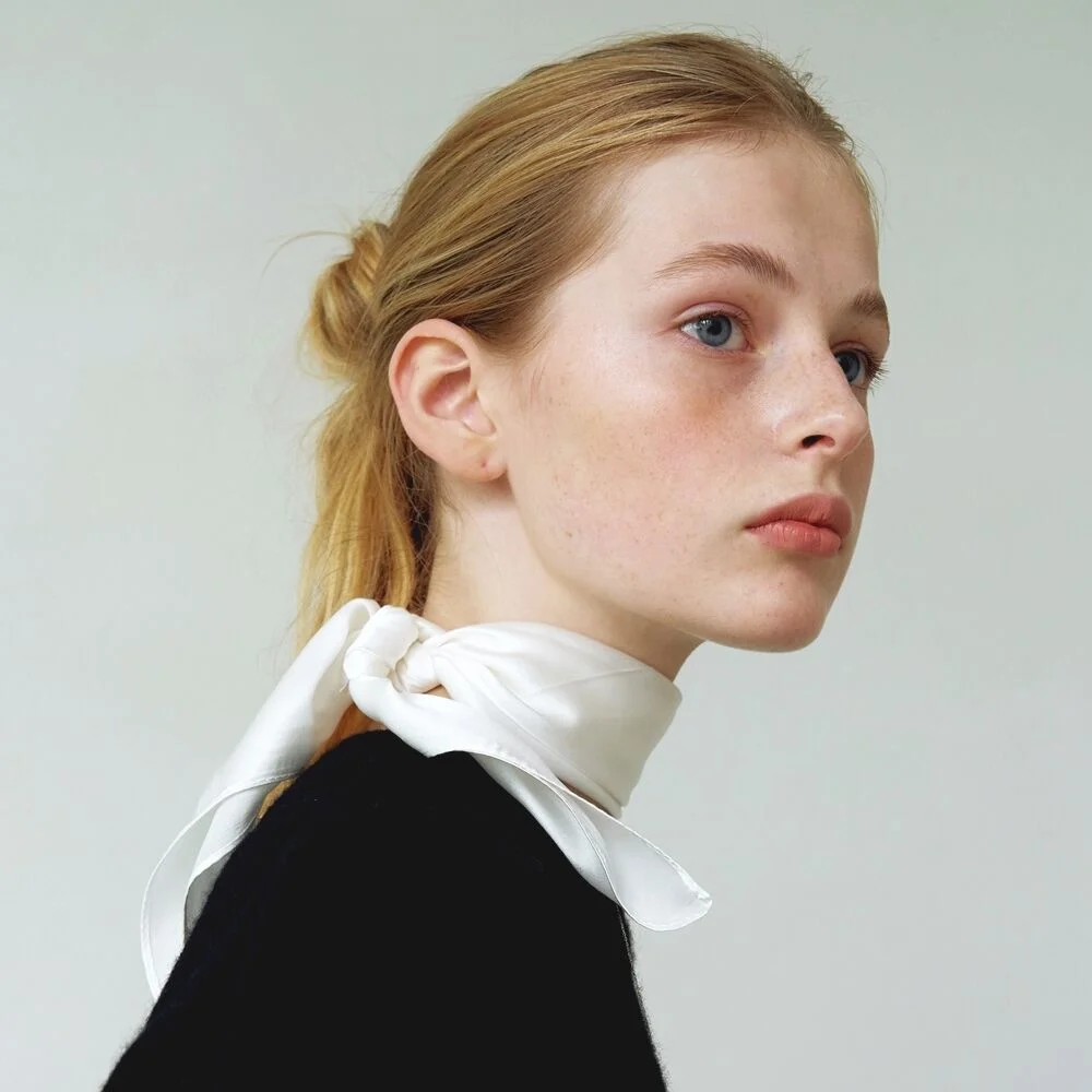 Chic White Silk Scarf