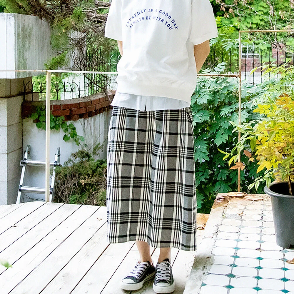 Shirring Check Skirts - Black Check