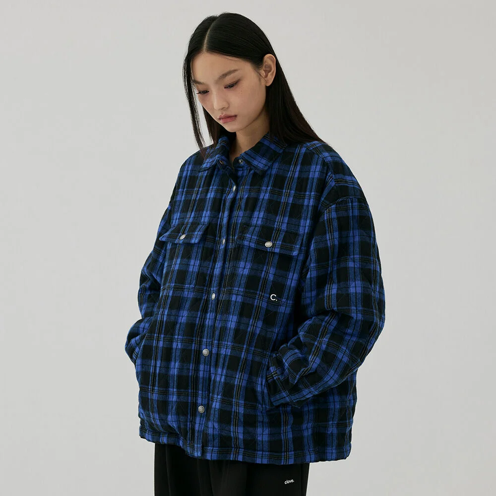 Checked Shirt-Style Jacket (Blue)
