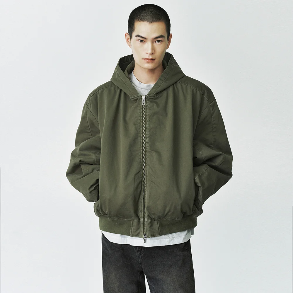 SHIRRING HOOD BOMBER JACKET