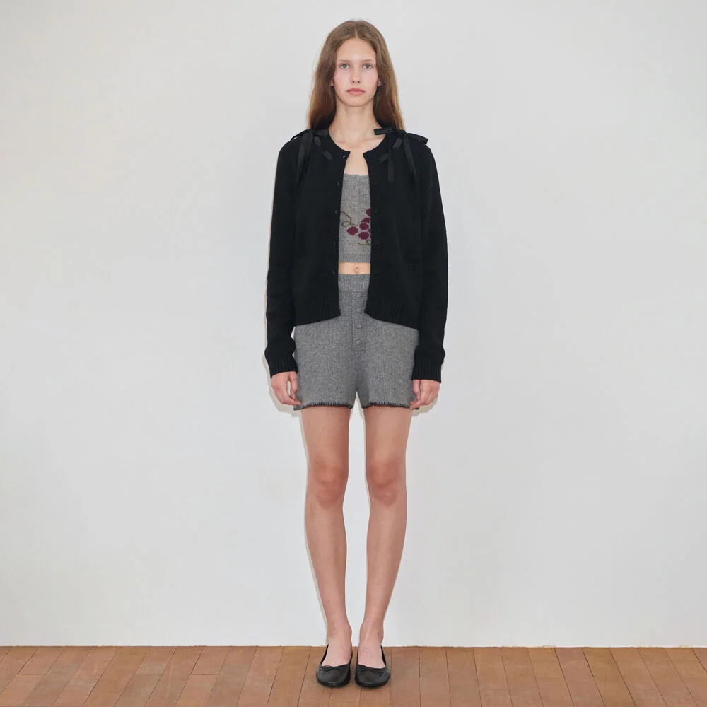 Button Knit Shorts (Melange Grey)
