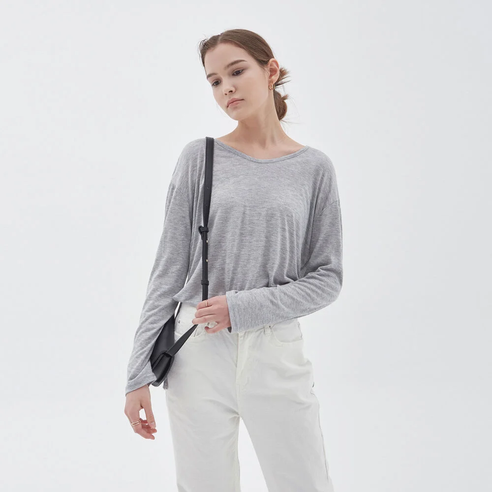 LOOSE LONG SLEEVE T-SHIRT_GRAY