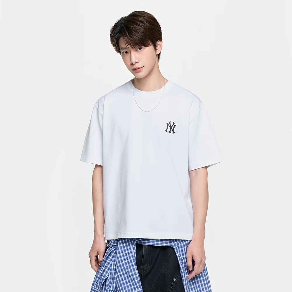 復古 運動風 Cursive 圖案 短袖 T恤 NY (White)