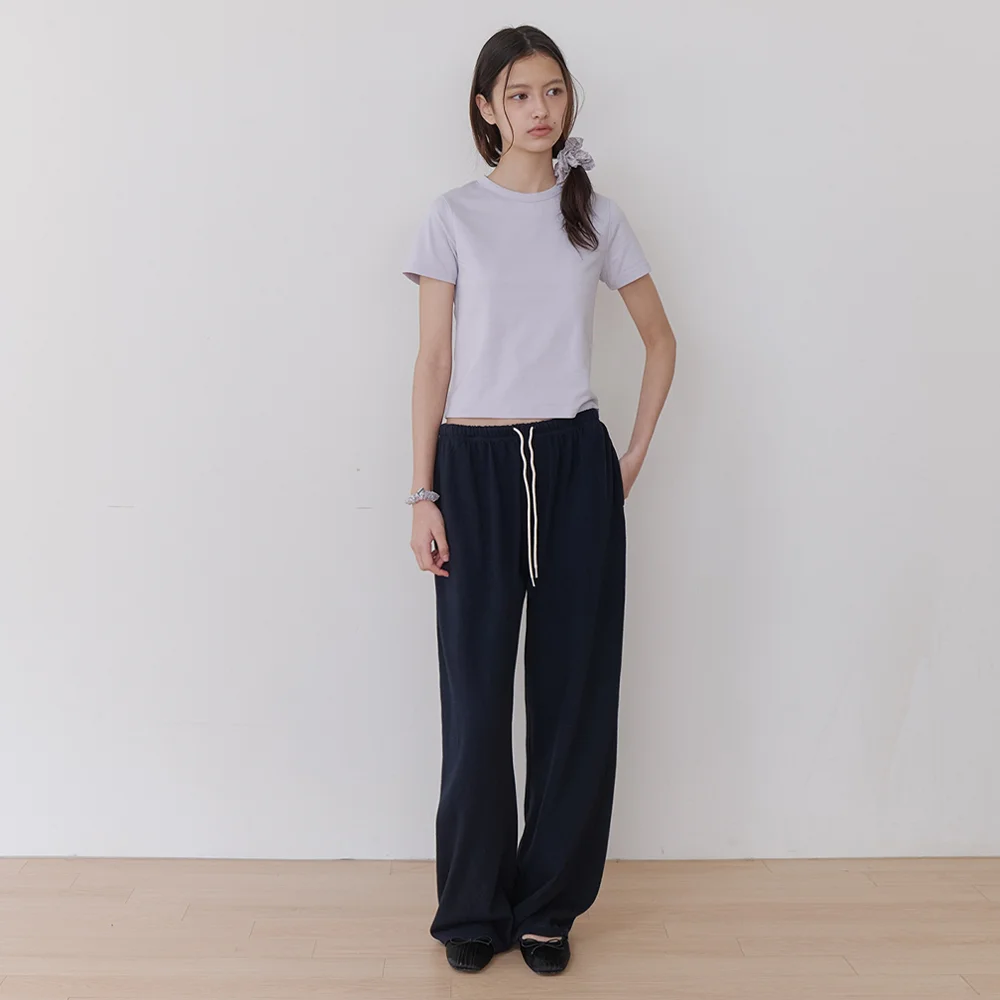 easy flow string pants - navy black