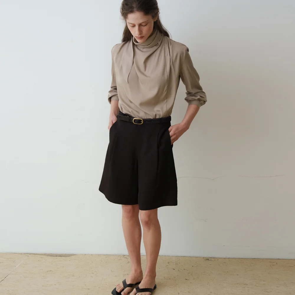 EDITION VISCOSE HALF PANTS_DARK BROWN