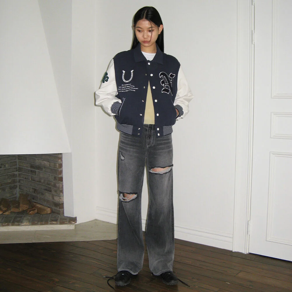 Washed Damage Denim Pants (Grey)