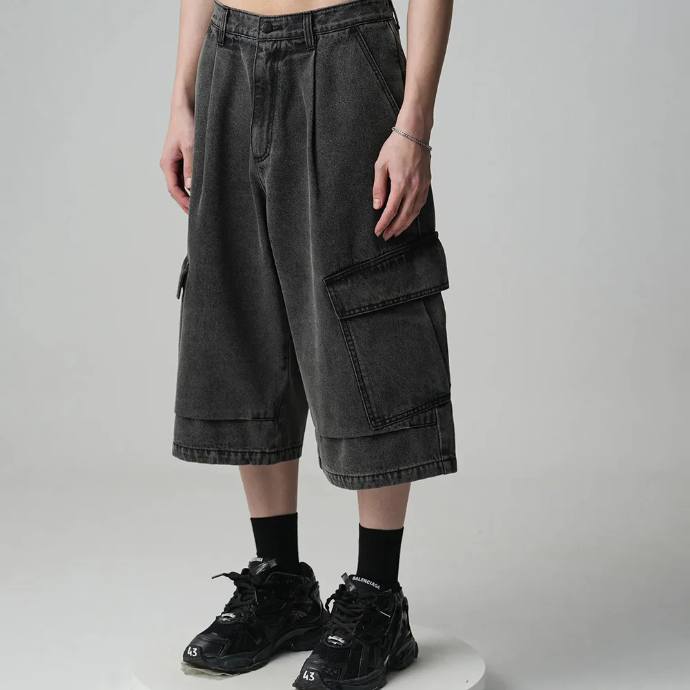 Side Big Denim Shorts - 4COL