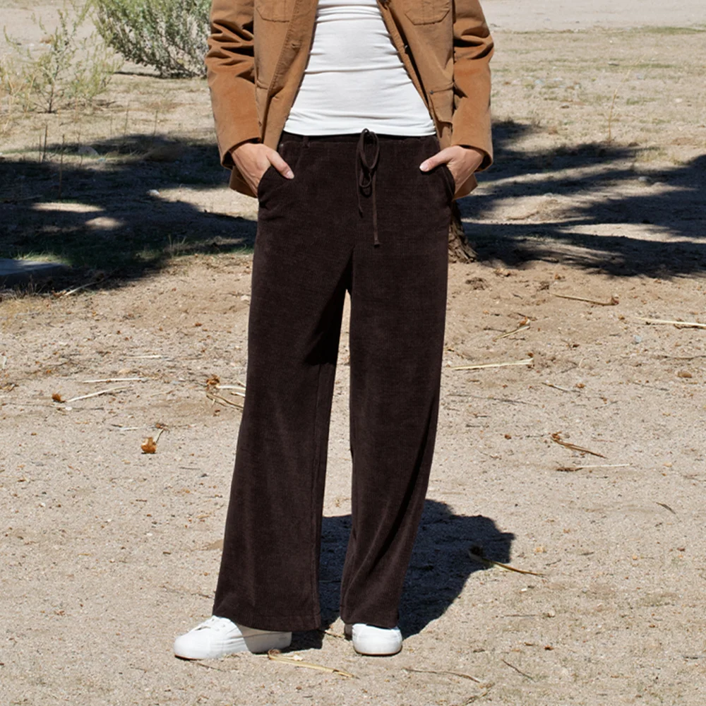 MOU CORDUROY BANDING PANTS (BROWN)