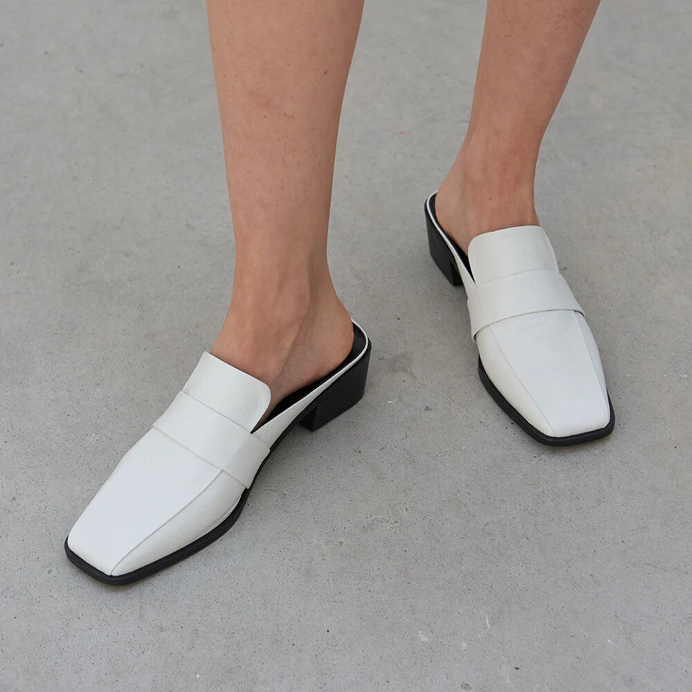 Louis Mules Leather White