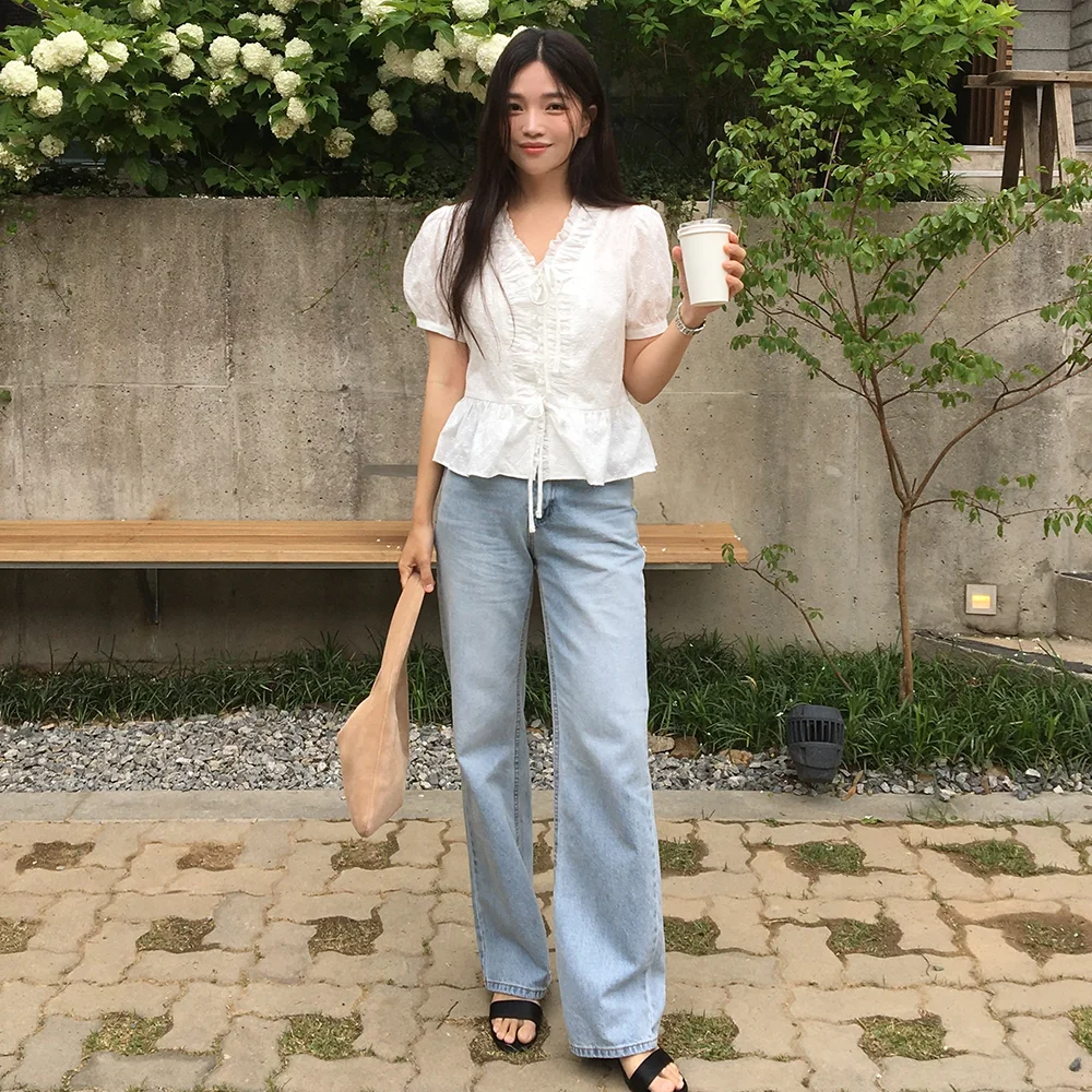 USA soft straight denim pants_Blue
