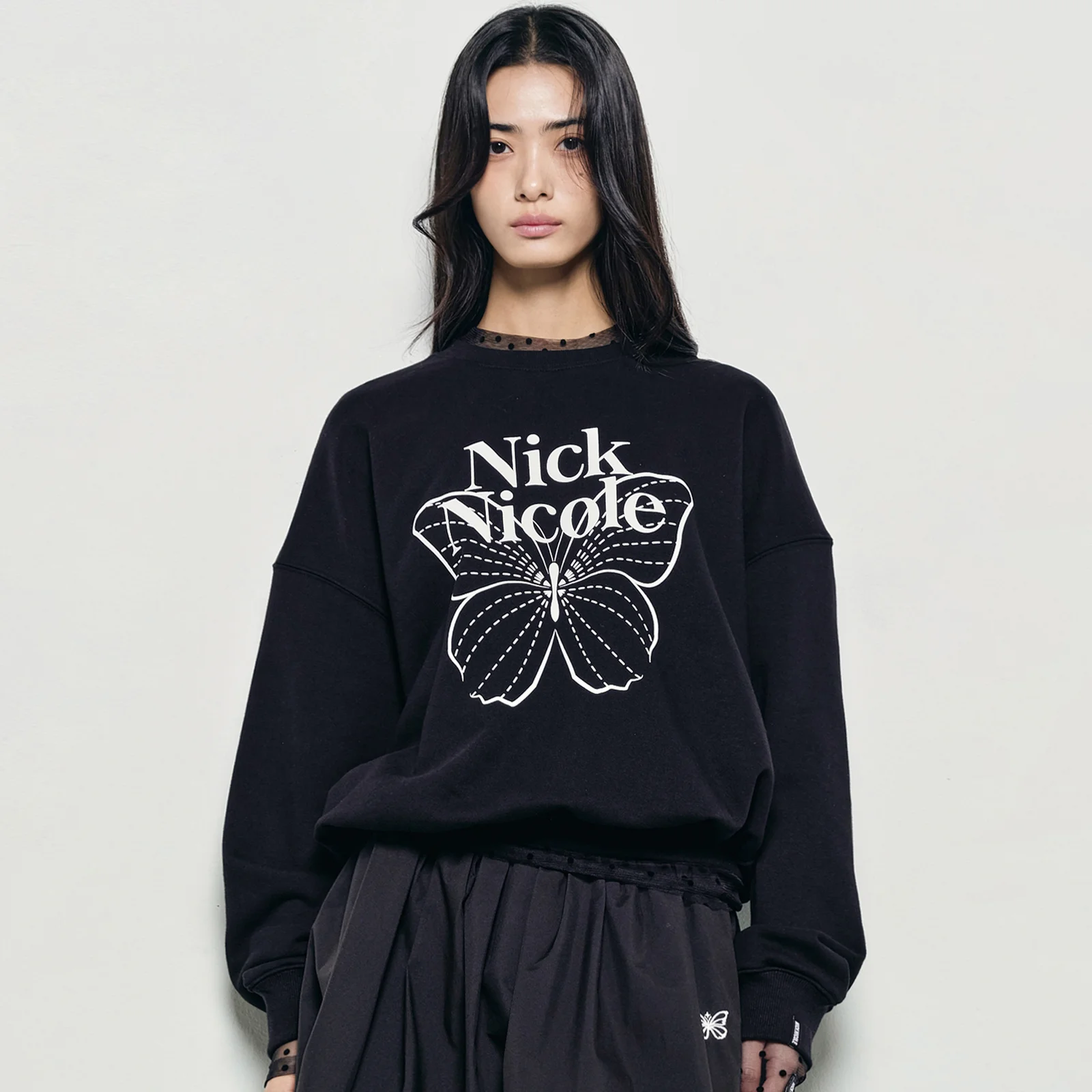 BUTTERFLY SIGNATURE SWEATSHIRT_BLACK WHITE