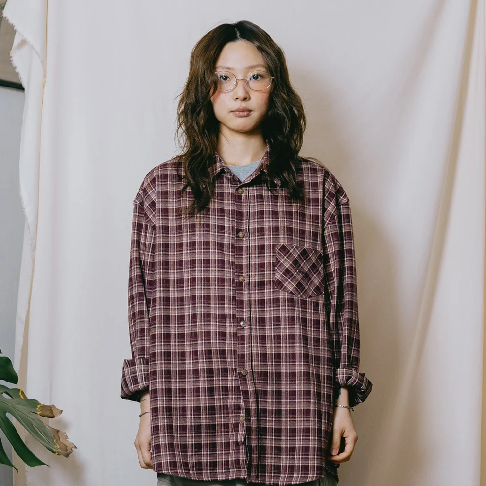 FLANNEL CHECK SHIRT (PLUM)