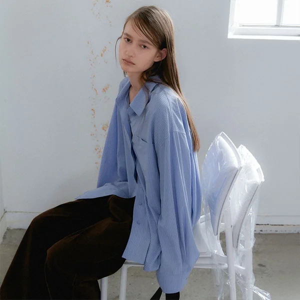 (BL-4443)AN STRIPE OVERSIZED SHIRT
