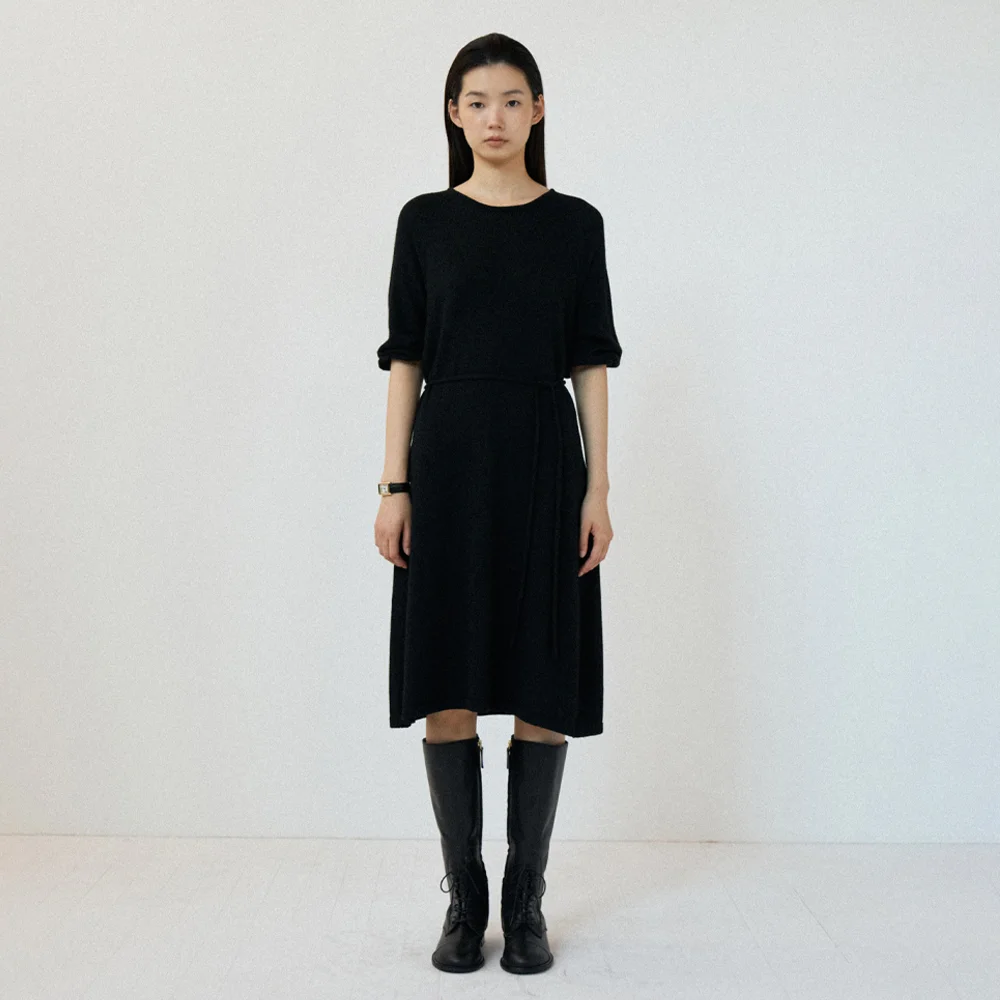 WOOL KNIT ONE PIECE (BLACK)