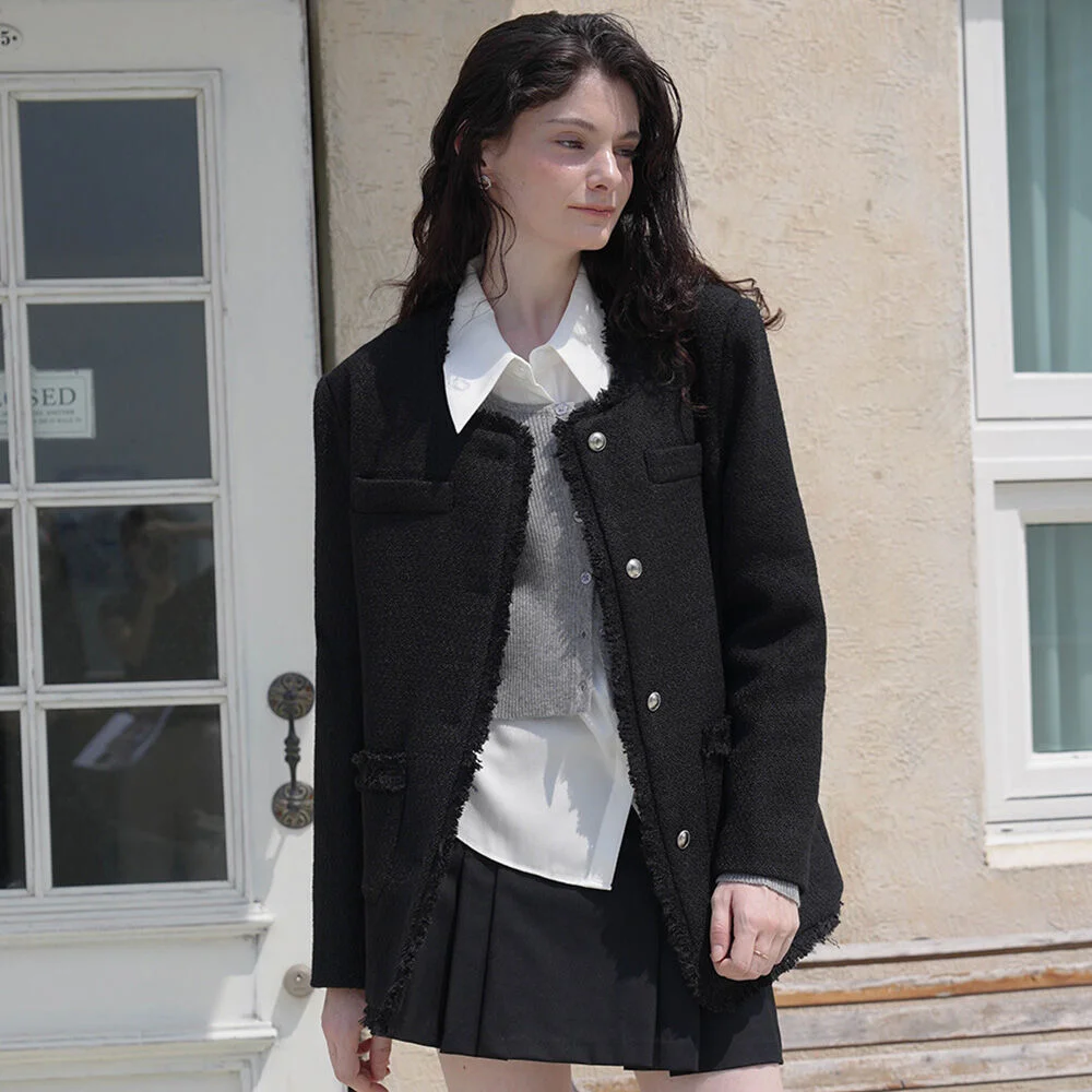 Fringe Tweed Half Jacket