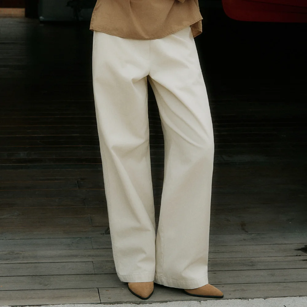 P3326 叉 純棉 褲子_Beige