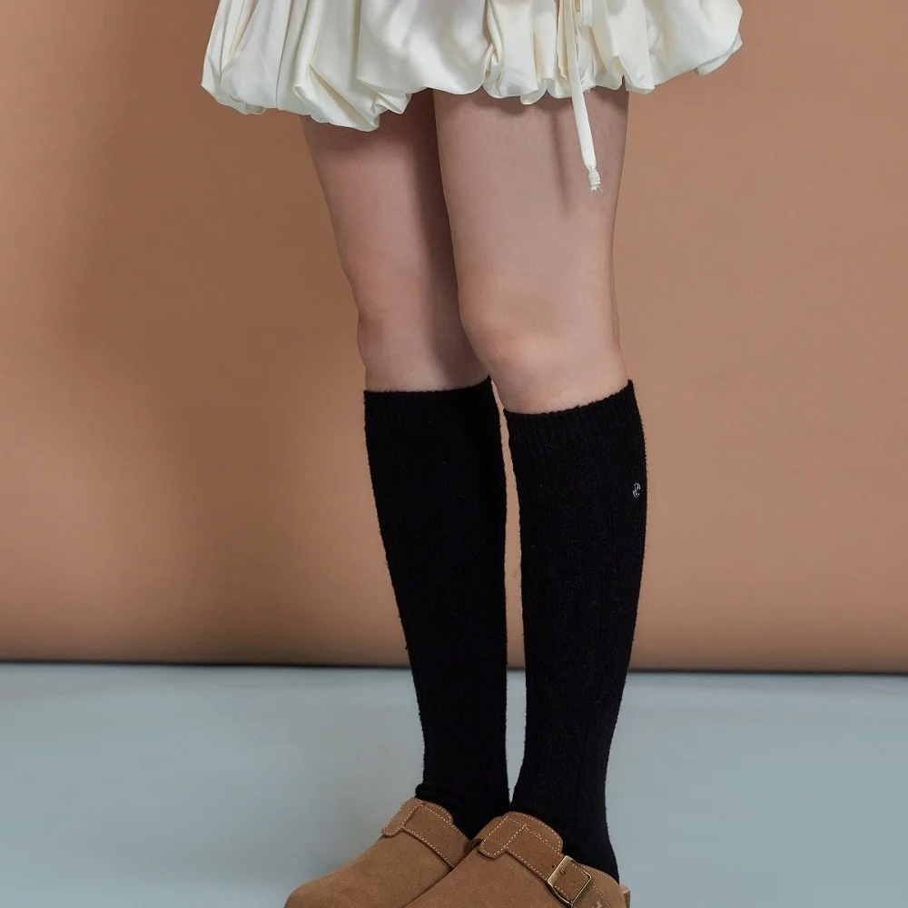 Knee High Wool Socks 黑色 OZAYFA302B