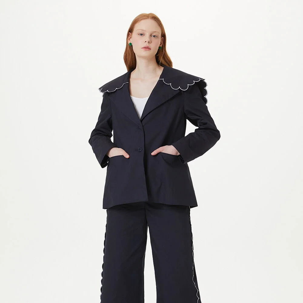 ROUND CUT SHOULDER JACKET (NAVY)