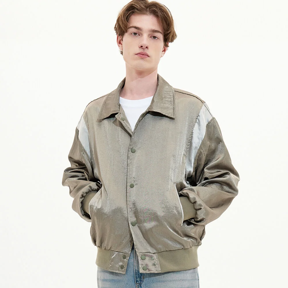 風衣 寬鬆 棒球外套 外套_KHAKI