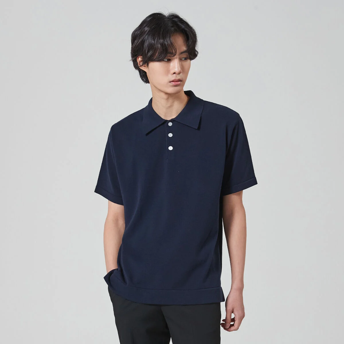 1/2 SUMMER COLLAR KNIT_NAVY