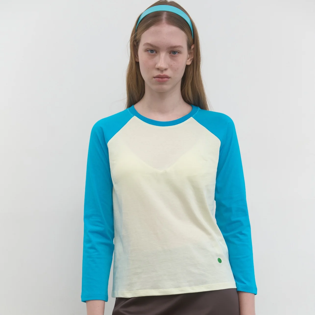 SINGLE RAGLAN T-SHIRT_MINT/BLUE