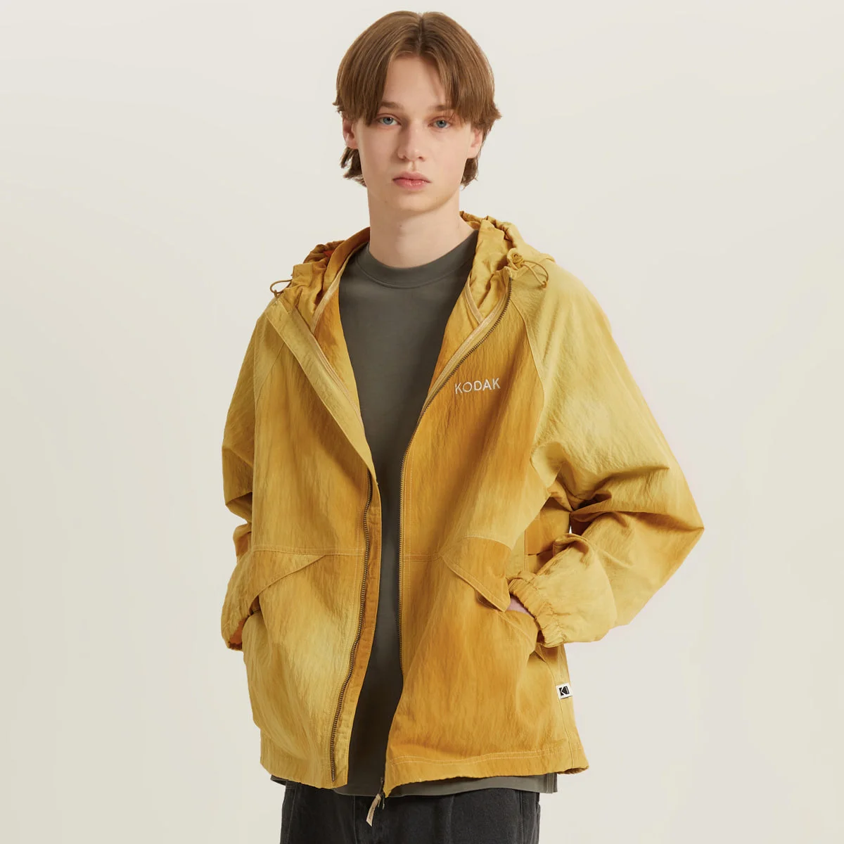 氣孔 水洗 連帽衫 外套 YELLOW