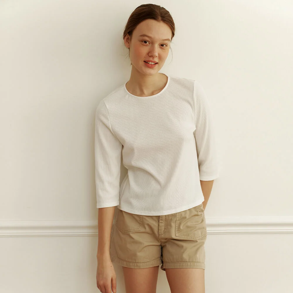 3/4 Basic Boat Neck Tshirt 7分 基本款 船領 T恤