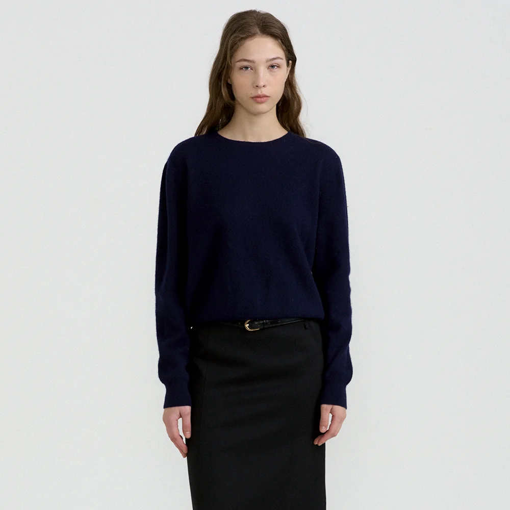 Classic Round Neck Knit (Navy)