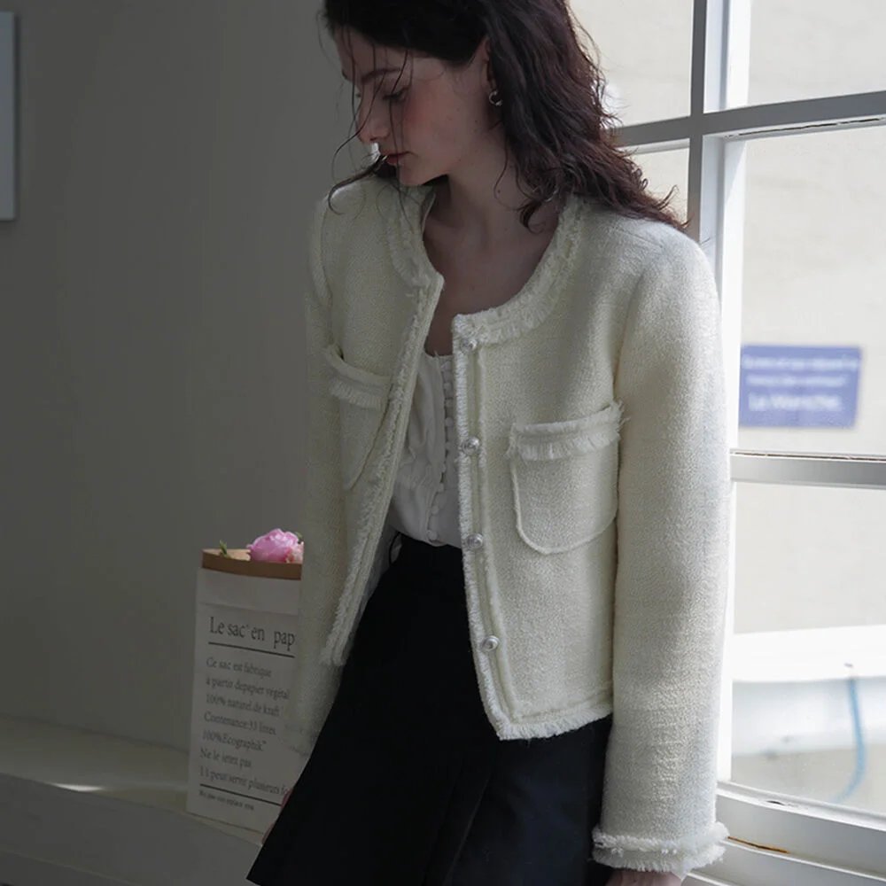 Fringe Trimming Tweed Jacket