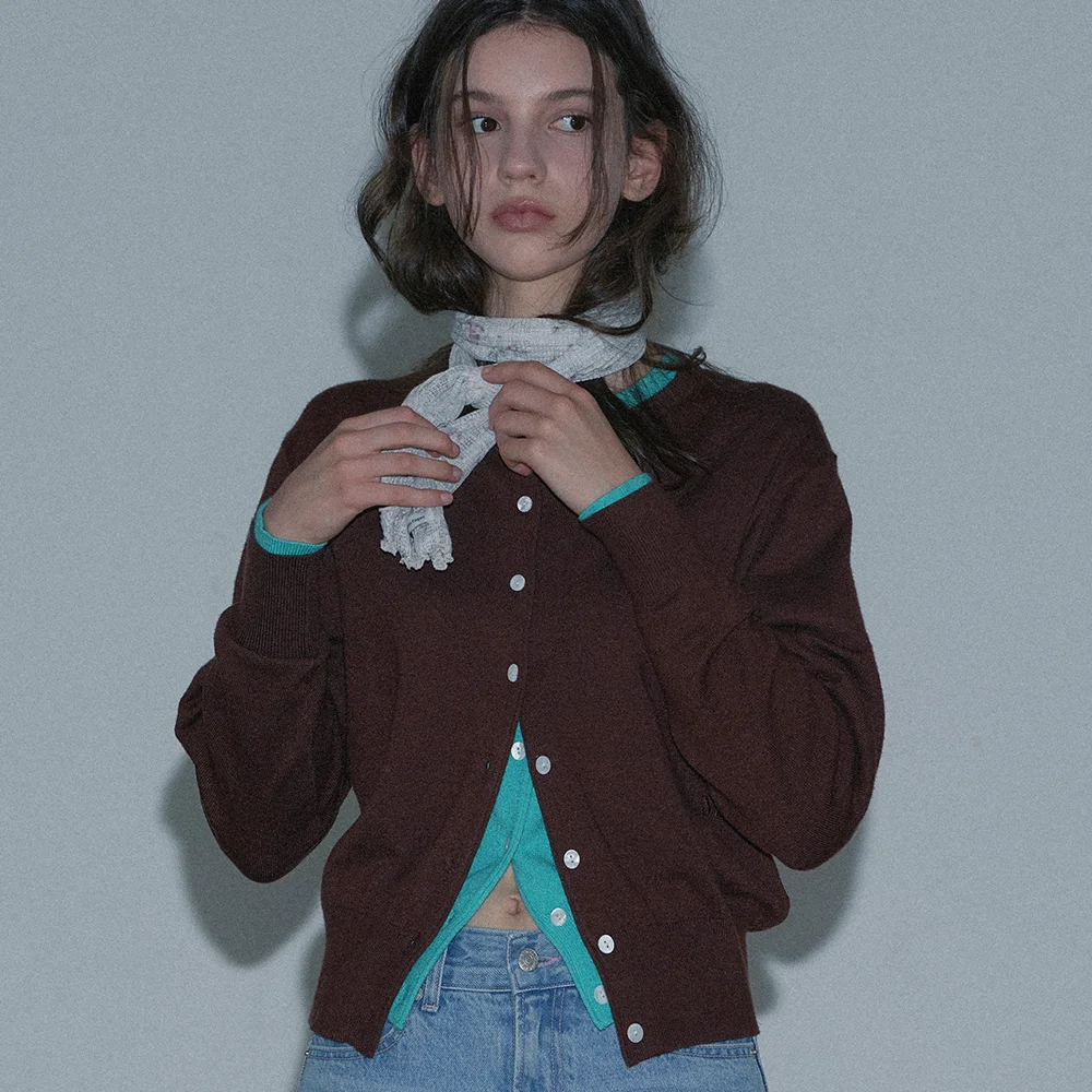 BASIC LOGO CARDIGAN (BROWN)