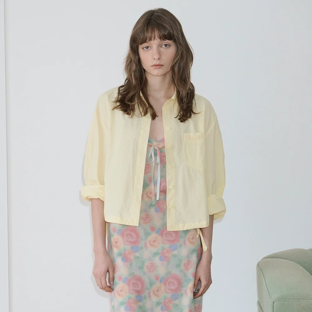 2-Way Drawstring Crop Shirt (Yellow)