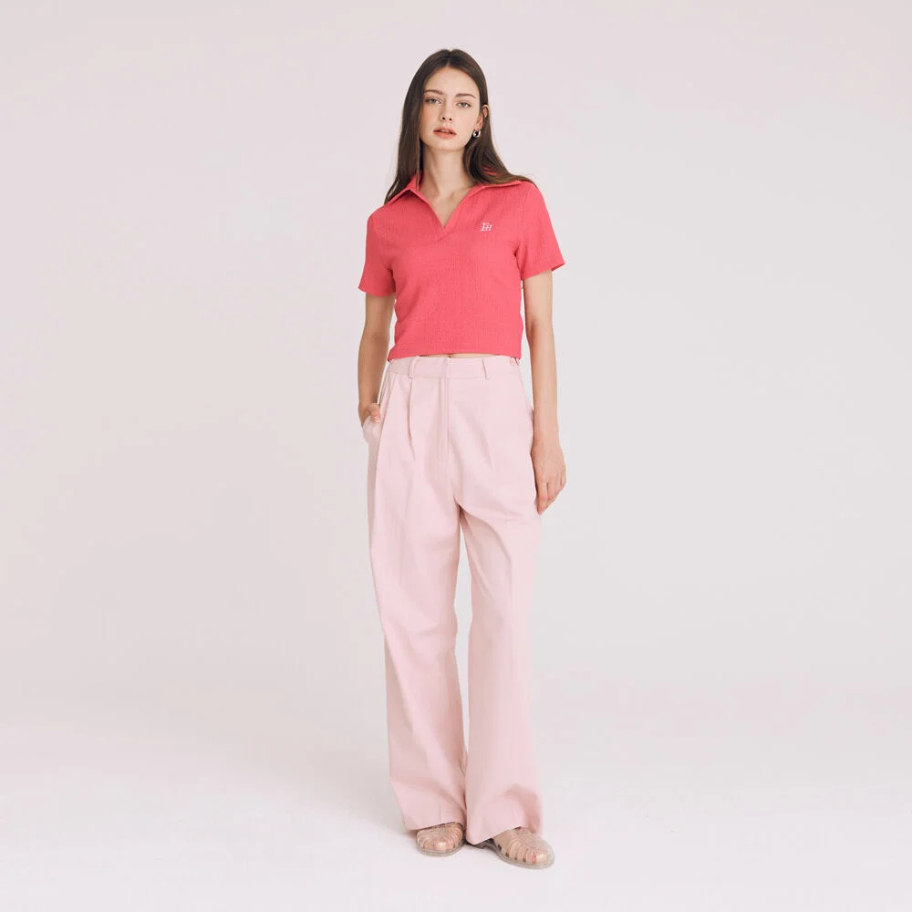 TWOTUCK COTTON WIDE PANTS(PINK)