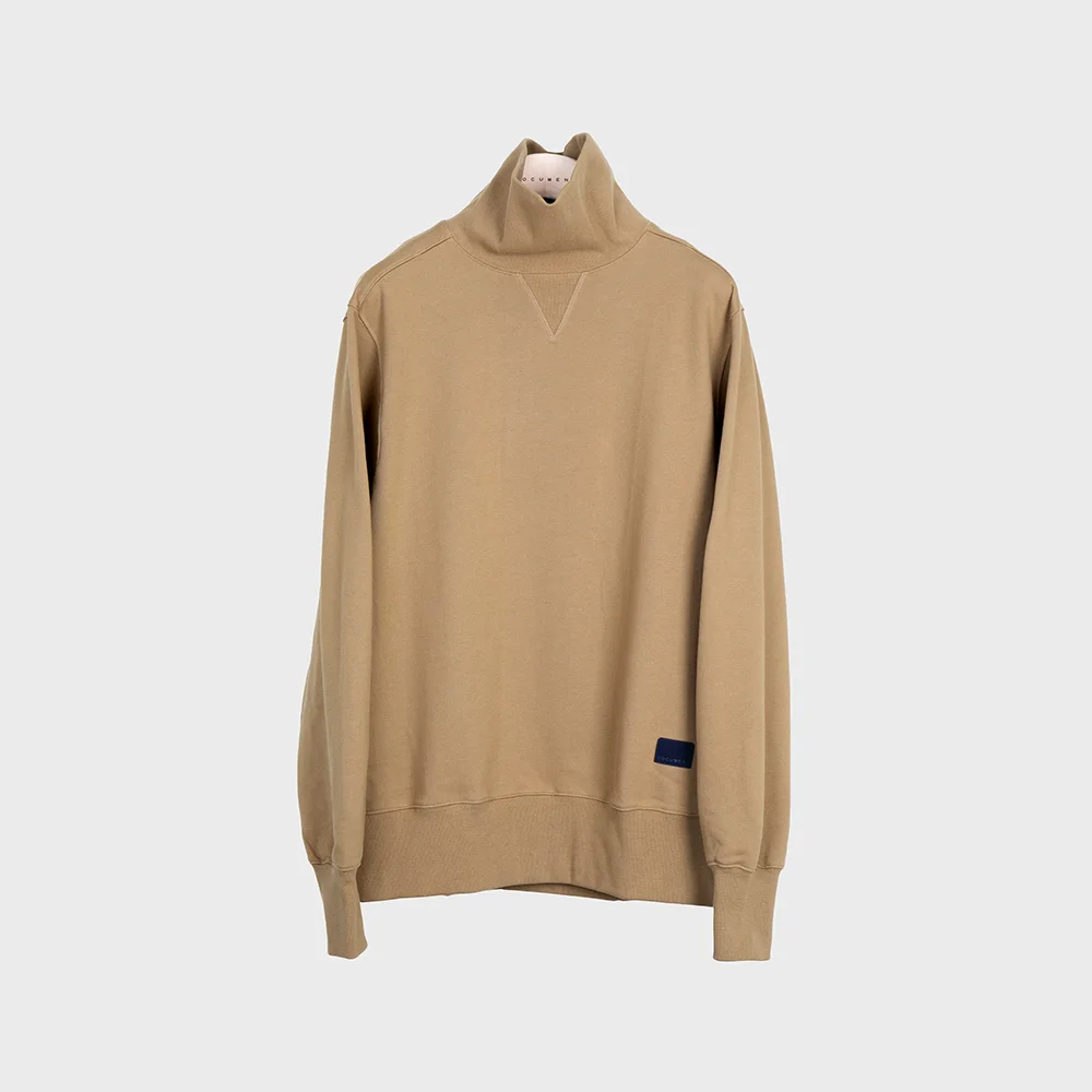 RIBBED TURTLE NECK SWEAT JERSEY_CAMEL