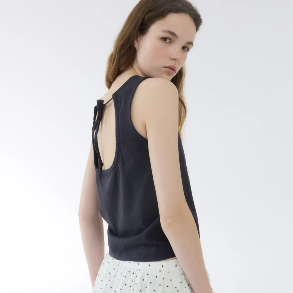BACK OPEN BOW POINT TOP / CHARCOAL
