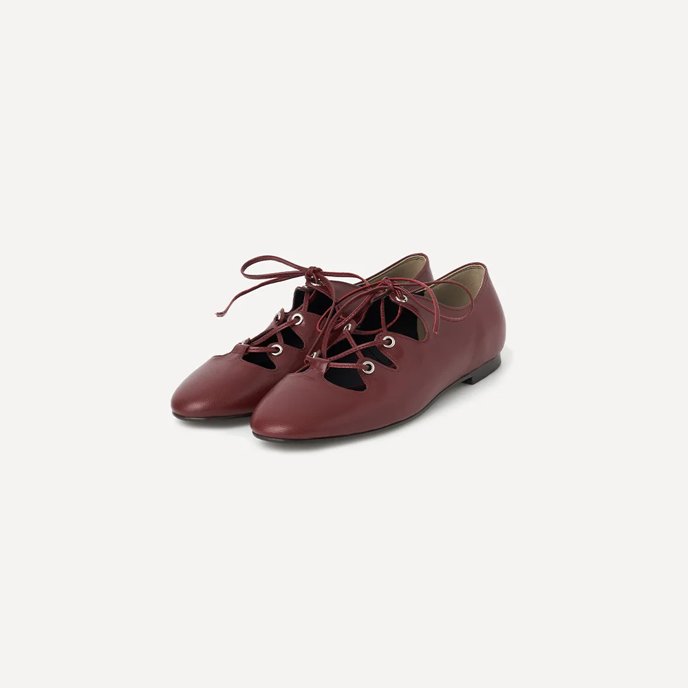 MARILYN LACE-UP FLAT (RED)