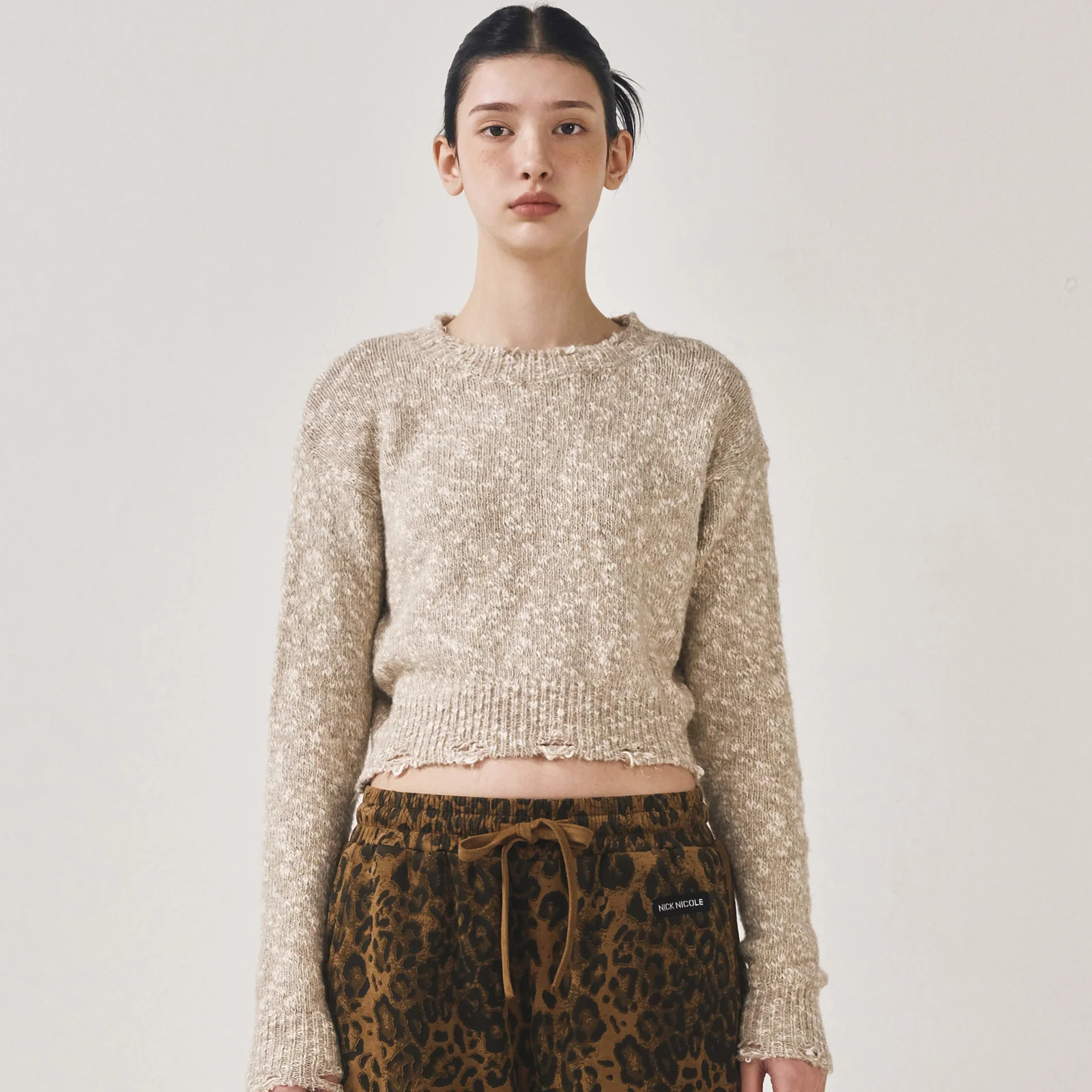 NICOLE BOKASHI DAMAGE KNIT_OATMEAL