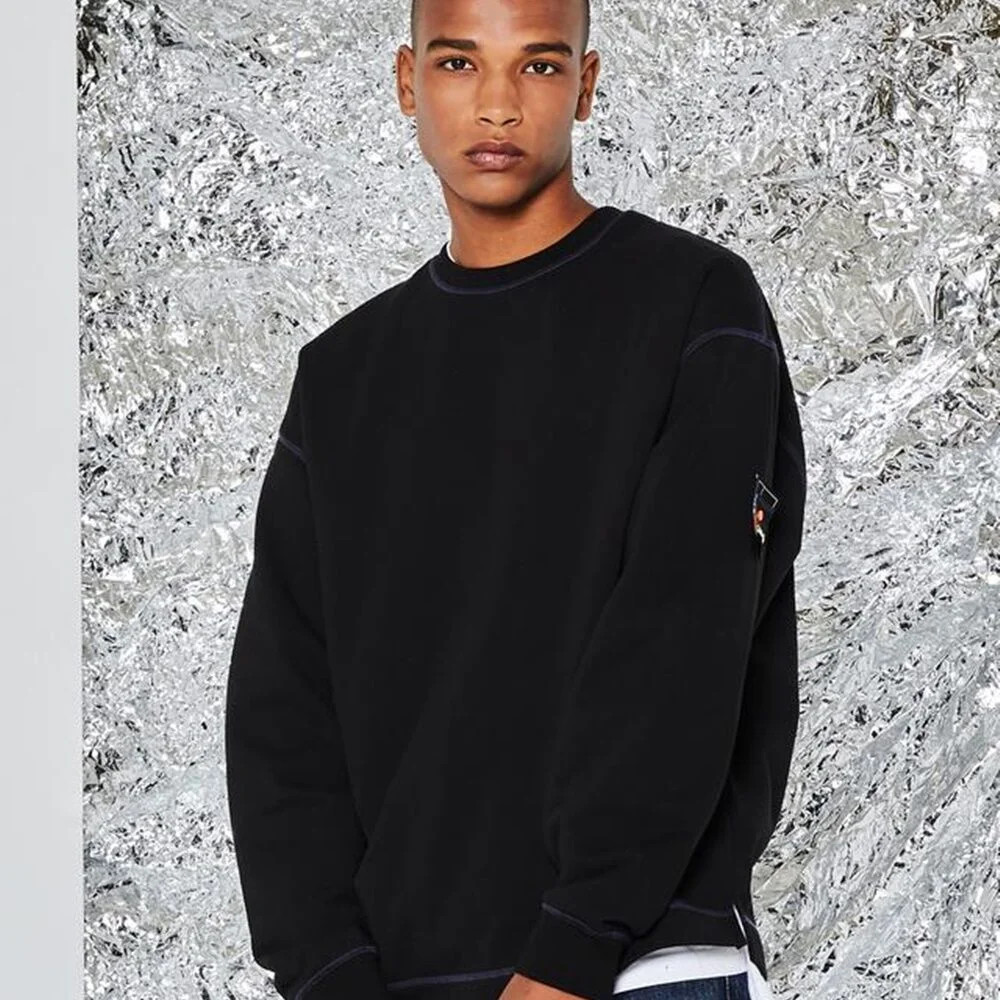 BLACK COLOR STITCH CREW NECK IETS0F612BK