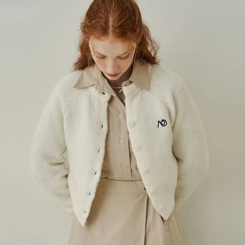 Bushy AD embroidery cardigan - ivory