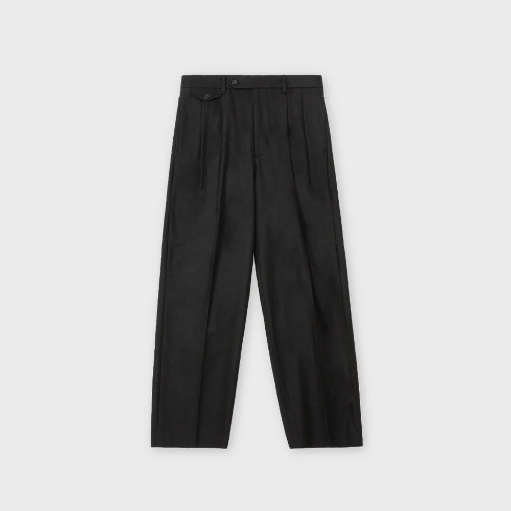 Pure Wool Two Tuck Pants, Black