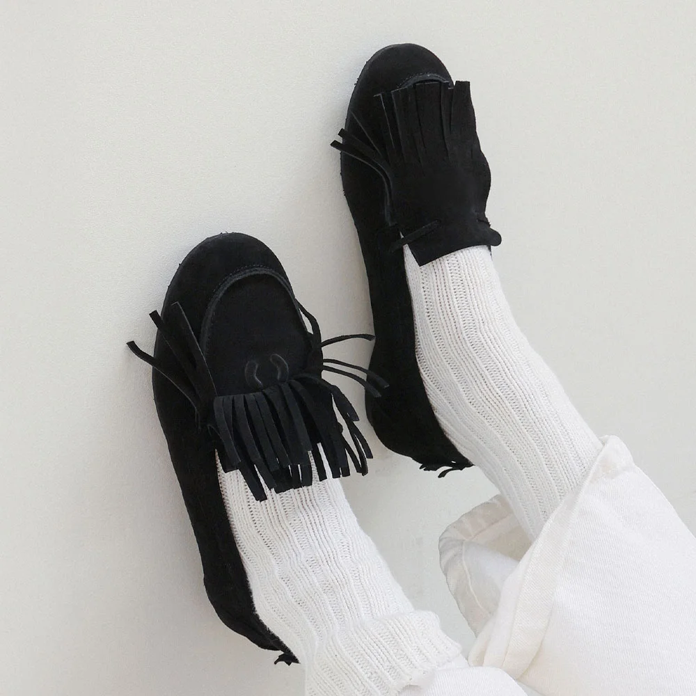 Double Fringe loafer / Black