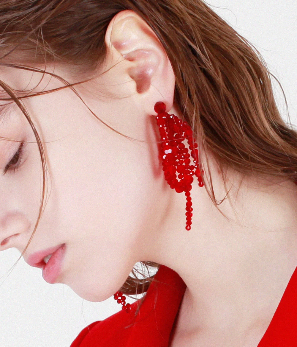 Red Crystal lvy Earring