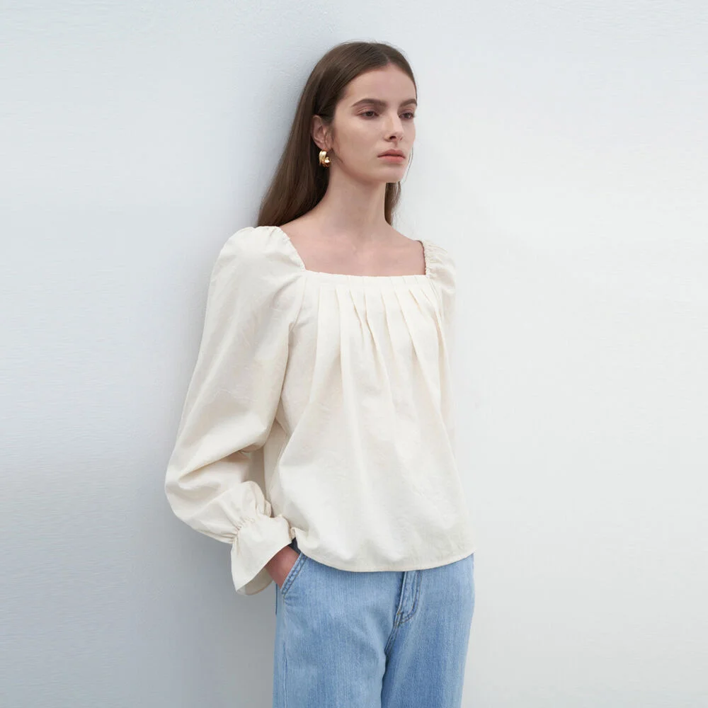 DART BANDING BLOUSE_OATMEAL