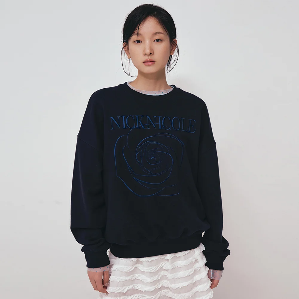 VOLUME NICOLE ROSE SWEATSHIRT_NAVY BLUE