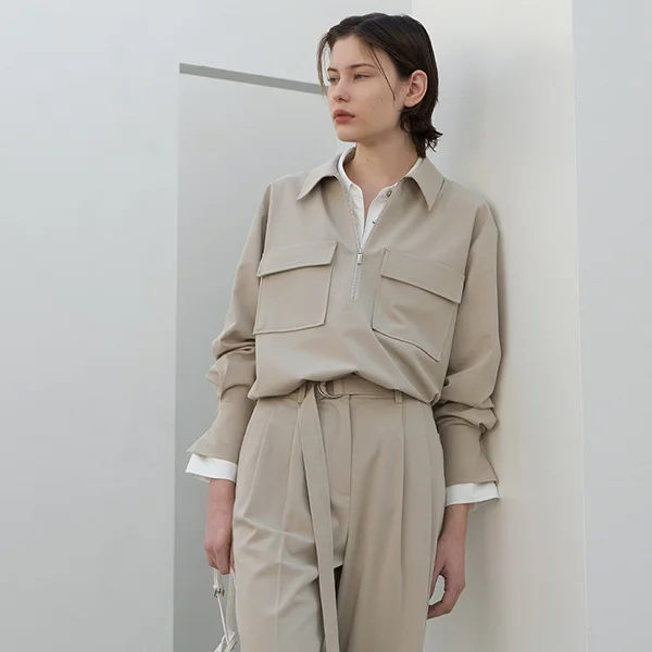 DION WOOL SET-UP OVERFIT SHIRT(BL-4184)