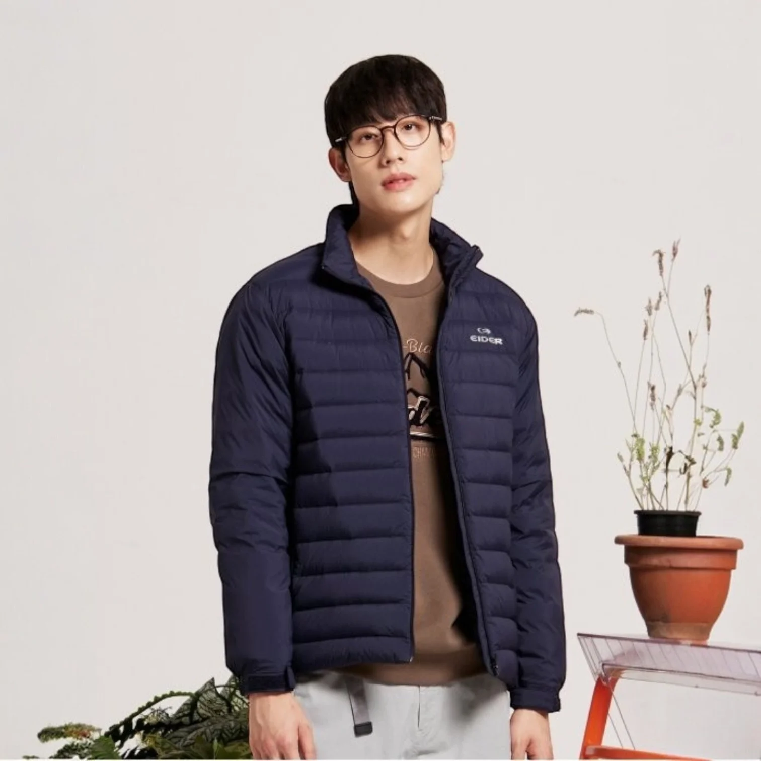 POP ON 絎縫 男裝 修身 Down 外套 (TKC)_Navy_DMW24593N4