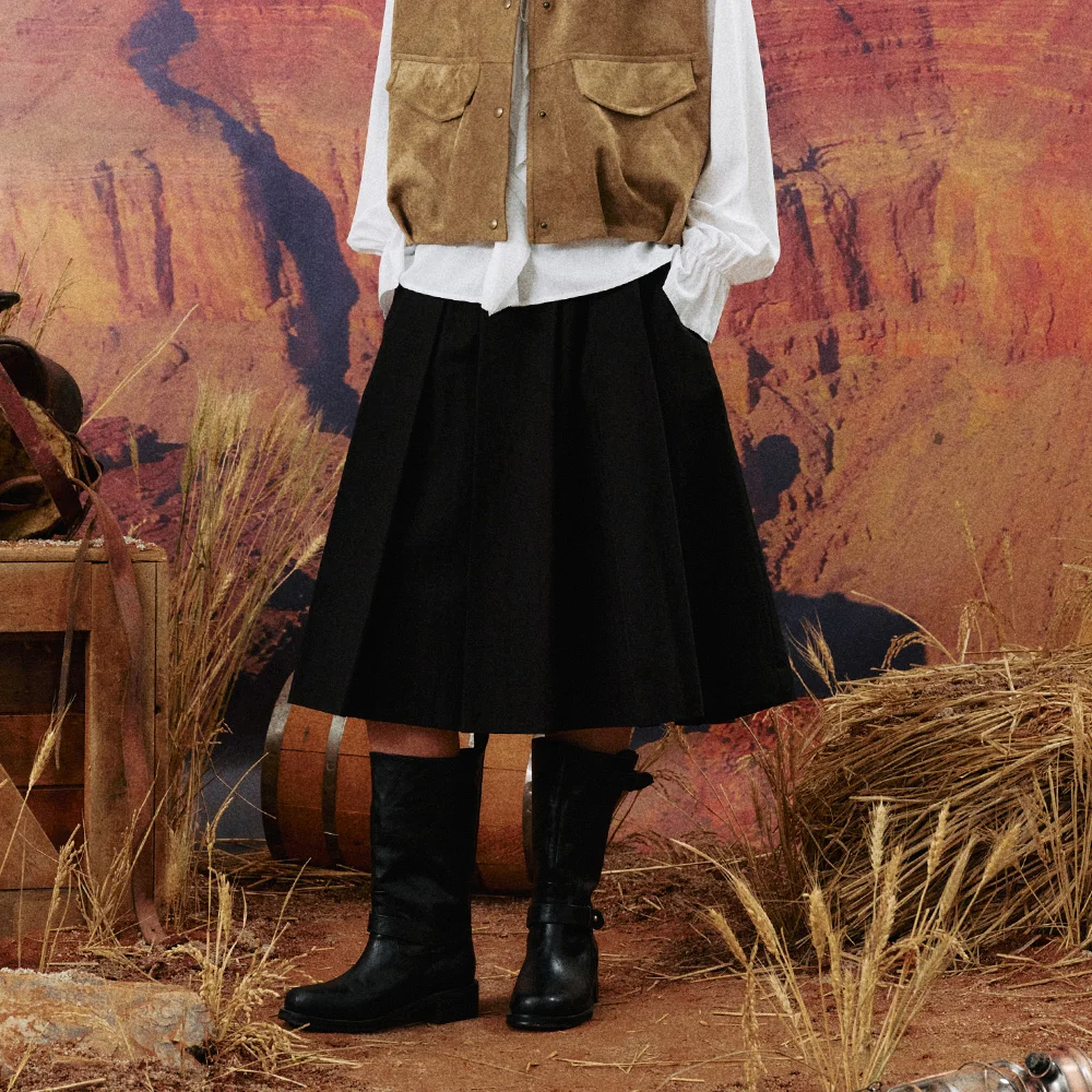 CINDY TUCK SKIRT_BLACK