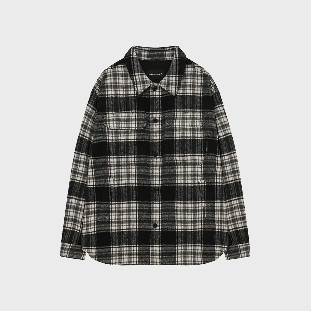 BRUSHED CHECK PATTERN SHIRTS (GREY)