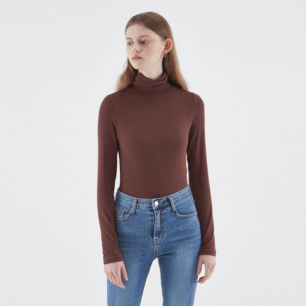 MOIST TURTLENECK T-SHIRTS_BROWN